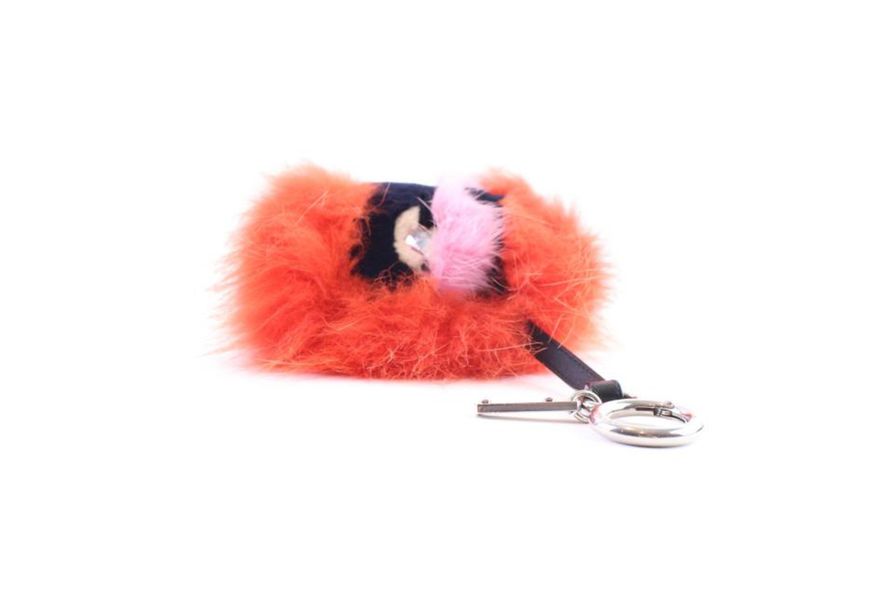 Fendi Orange Monster Bug Eye Fox Fur Ball Keychain and Bag Charm 1fr0423 For Sale 1