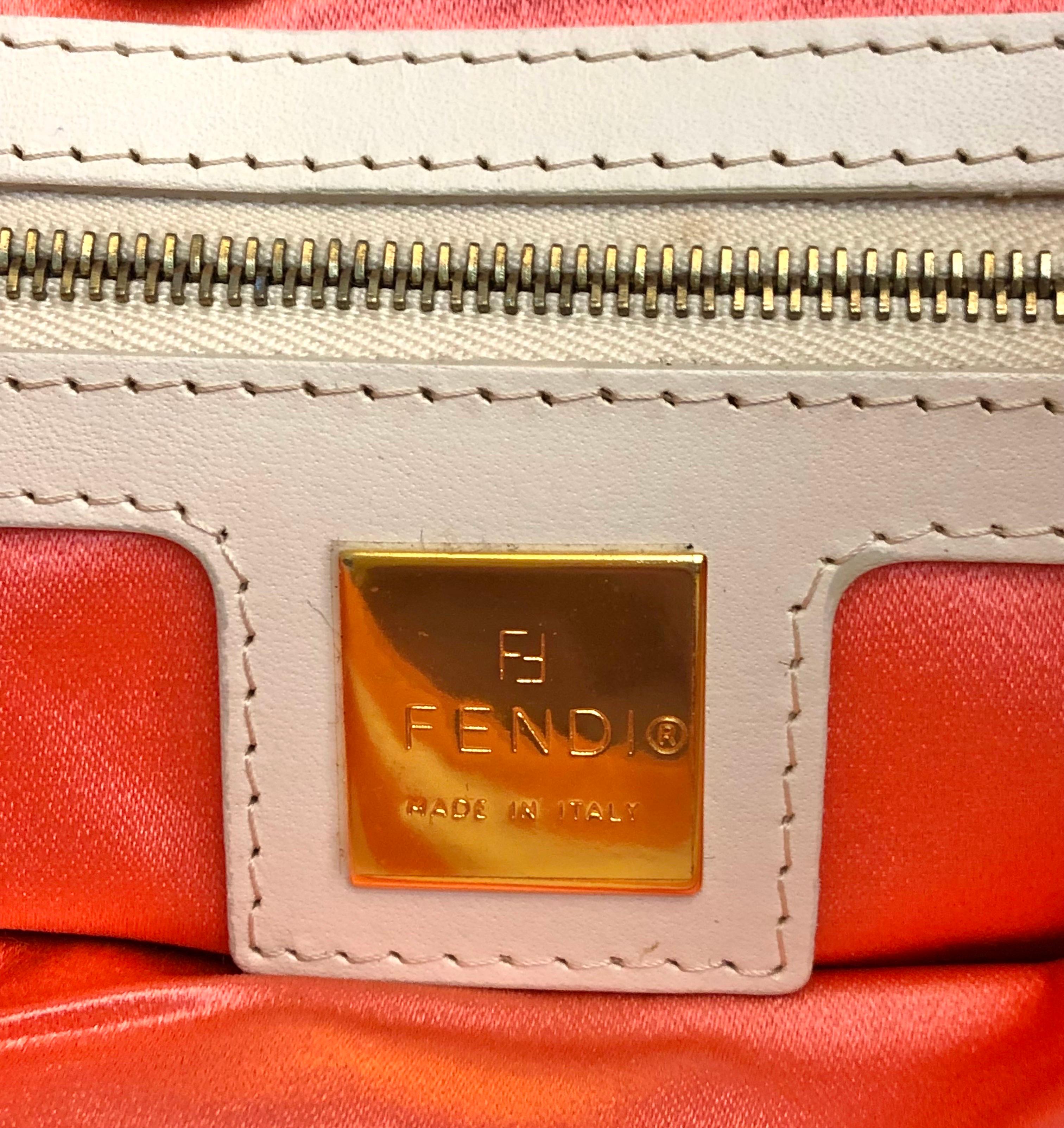 Fendi sac à main orange en soie imprimé abstrait multicolore en vente 1