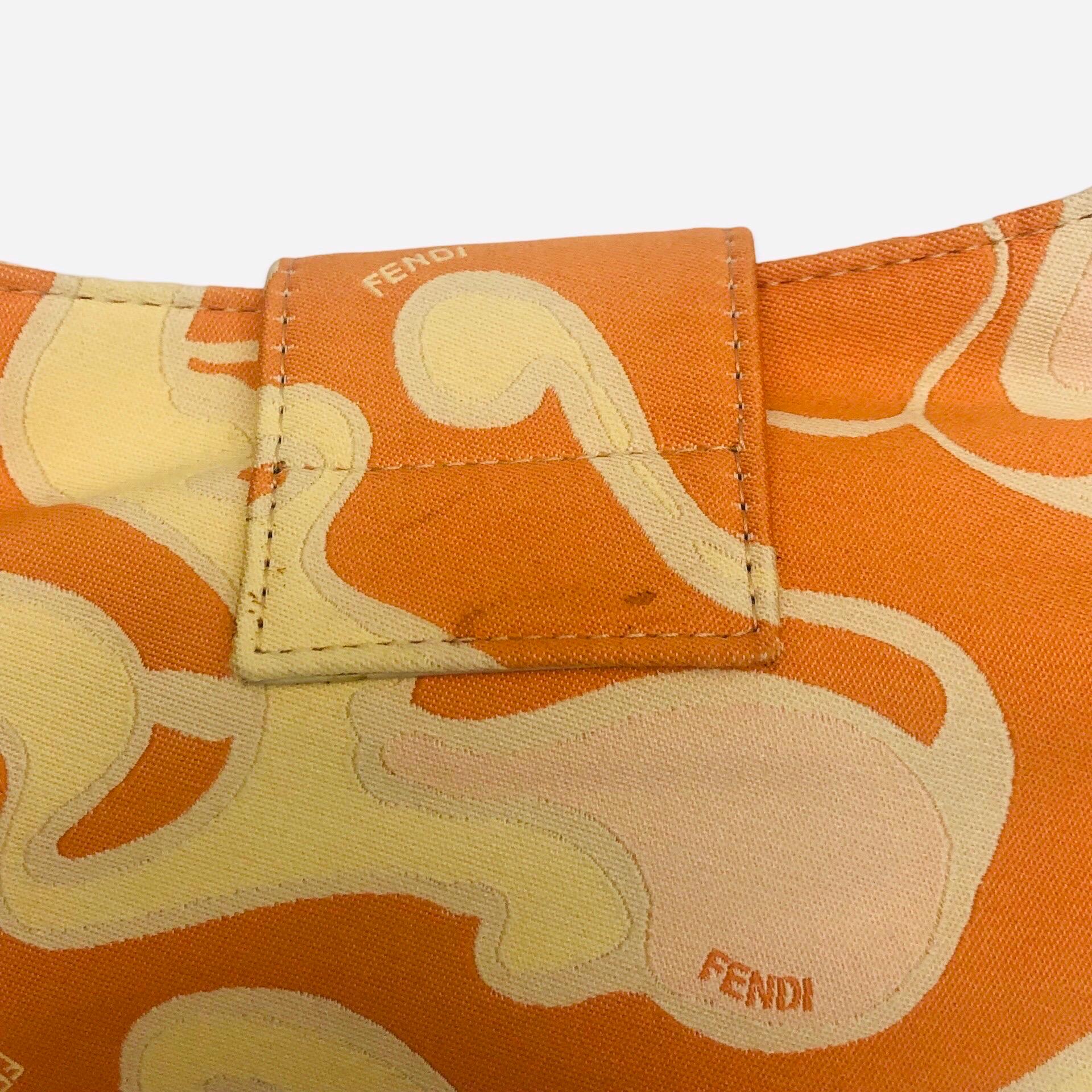 Fendi sac à main orange en soie imprimé abstrait multicolore en vente 4
