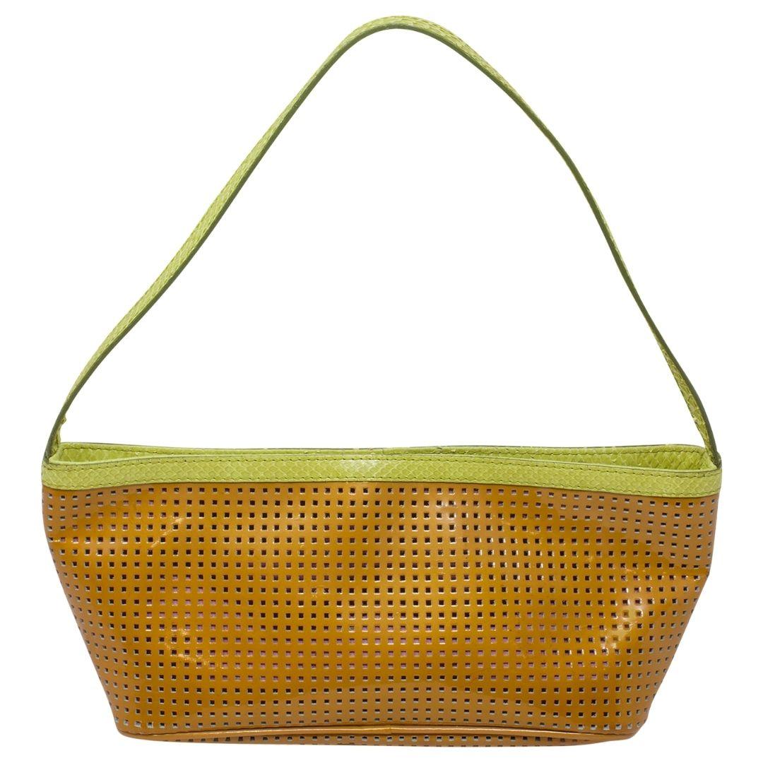 Fendi Orange Perforated Shoulder Pochette In Excellent Condition In Atlanta, GA