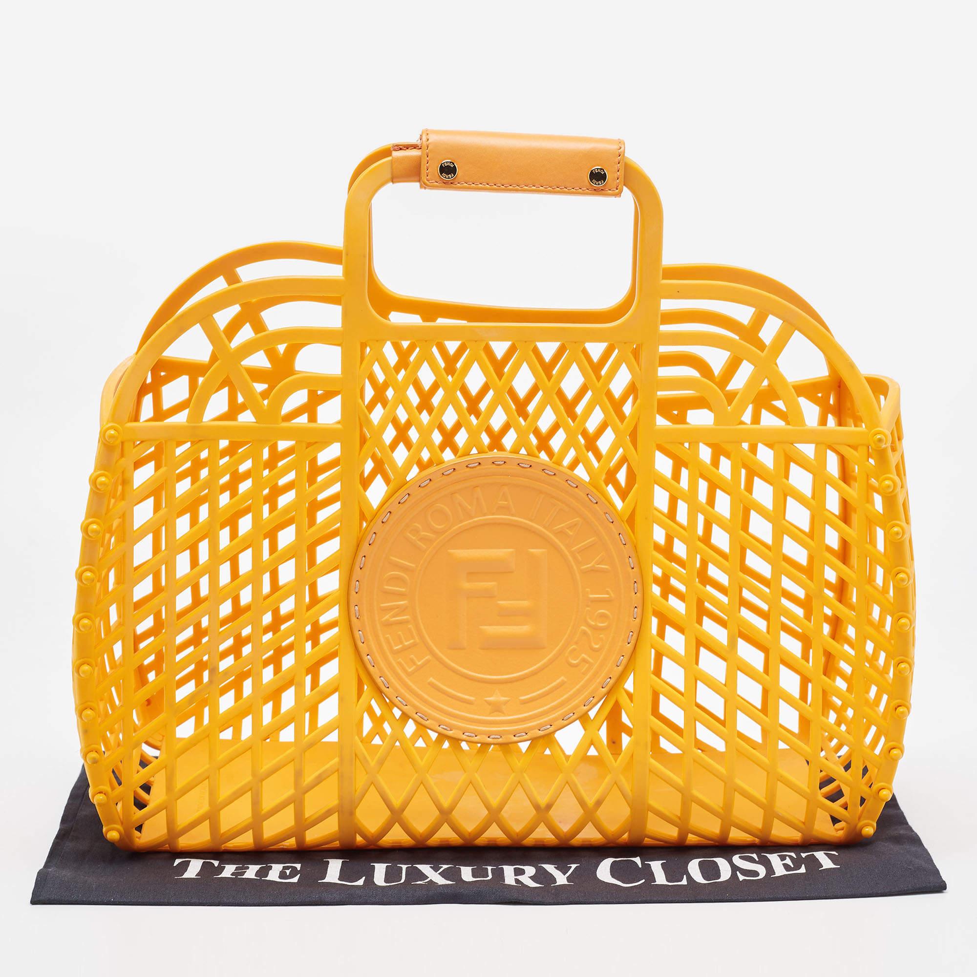 Fendi Orange Plastic Medium Basket Tote For Sale 9