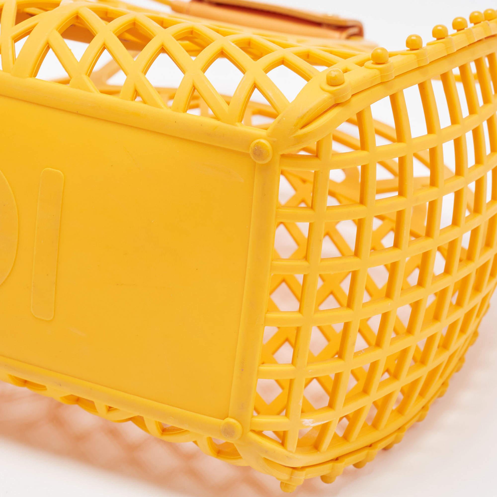Fendi Orange Plastic Medium Basket Tote For Sale 3