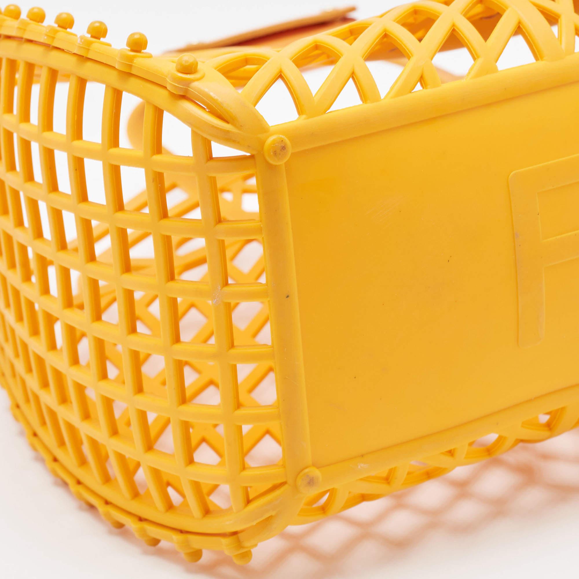 Fendi Orange Plastic Medium Basket Tote For Sale 4