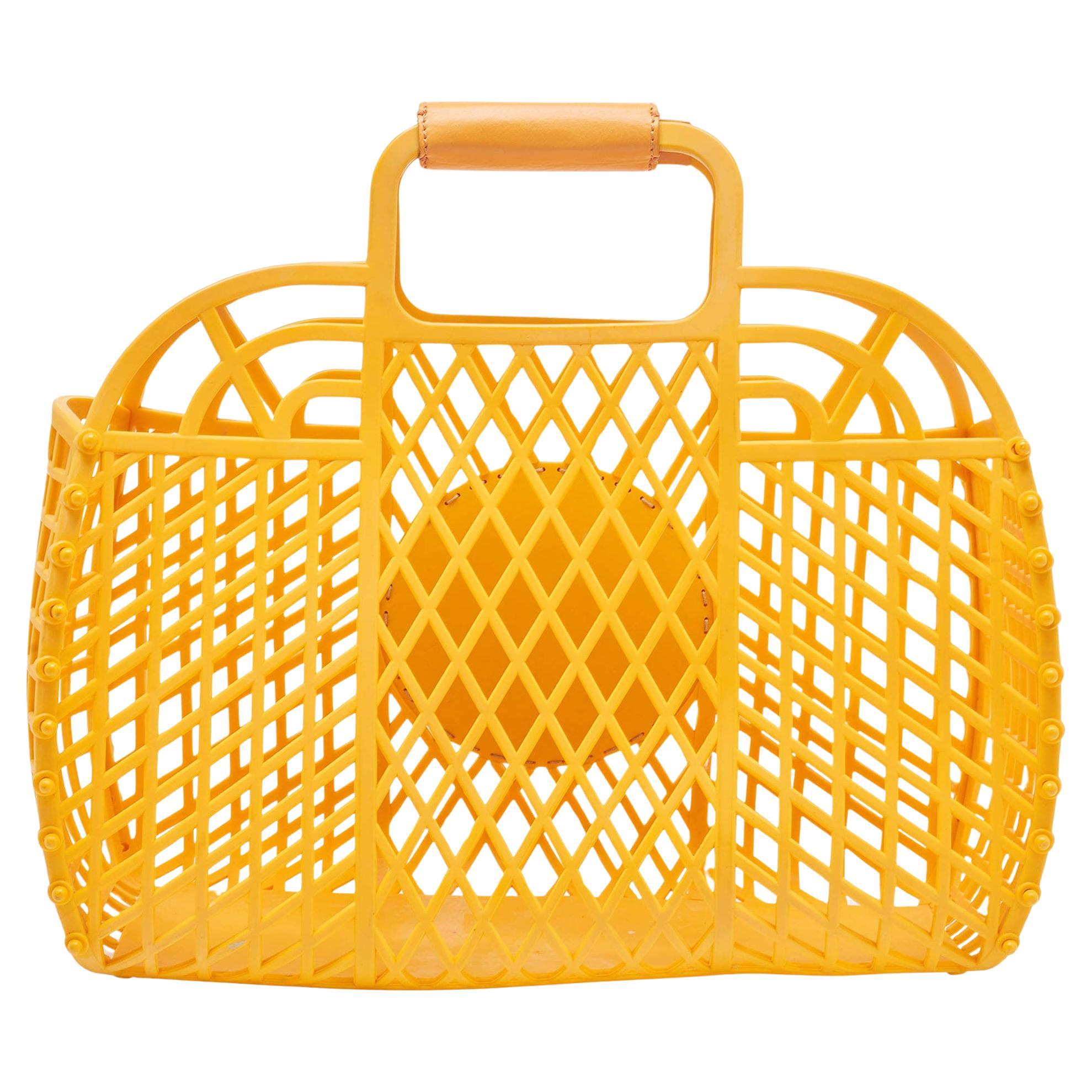 Fendi Orange Plastic Medium Basket Tote For Sale