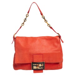 Fendi Orange Shimmer Leather Mama Forever Shoulder Bag