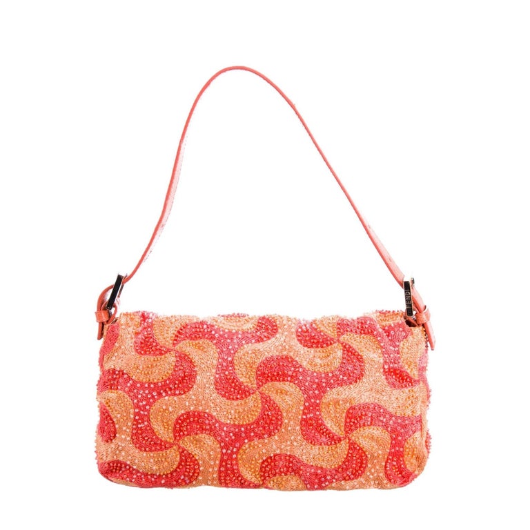 Rhombus Pattern Baguette Bag Orange Fashionable Shoulder Bag