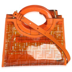 Fendi Orange TPU FF Vitello Century Plexiglass Small Runaway Shopper Tote