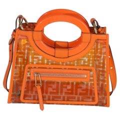 Fendi Orange TPU FF Vitello Century Plexiglass Small Runaway Shopper Tote