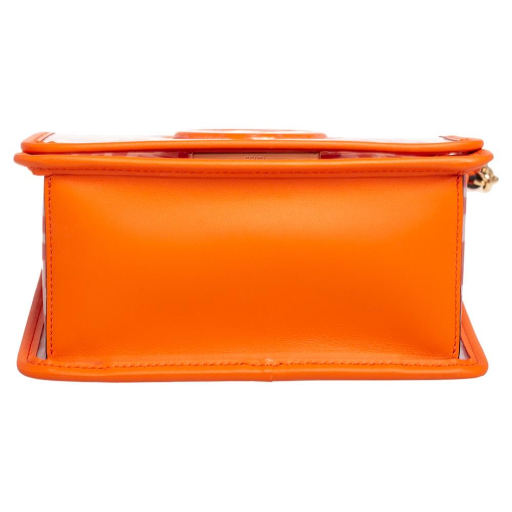 Fendi Orange Zucca PVC and Leather Kan I F Logo Crossbody Bag In Fair Condition In Dubai, Al Qouz 2