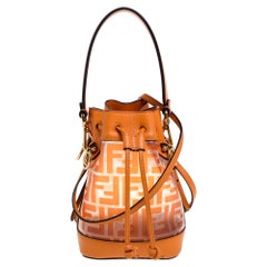 Fendi Orange Zucca PVC and Leather Mini Mon Tresor Drawstring Bucket Bag