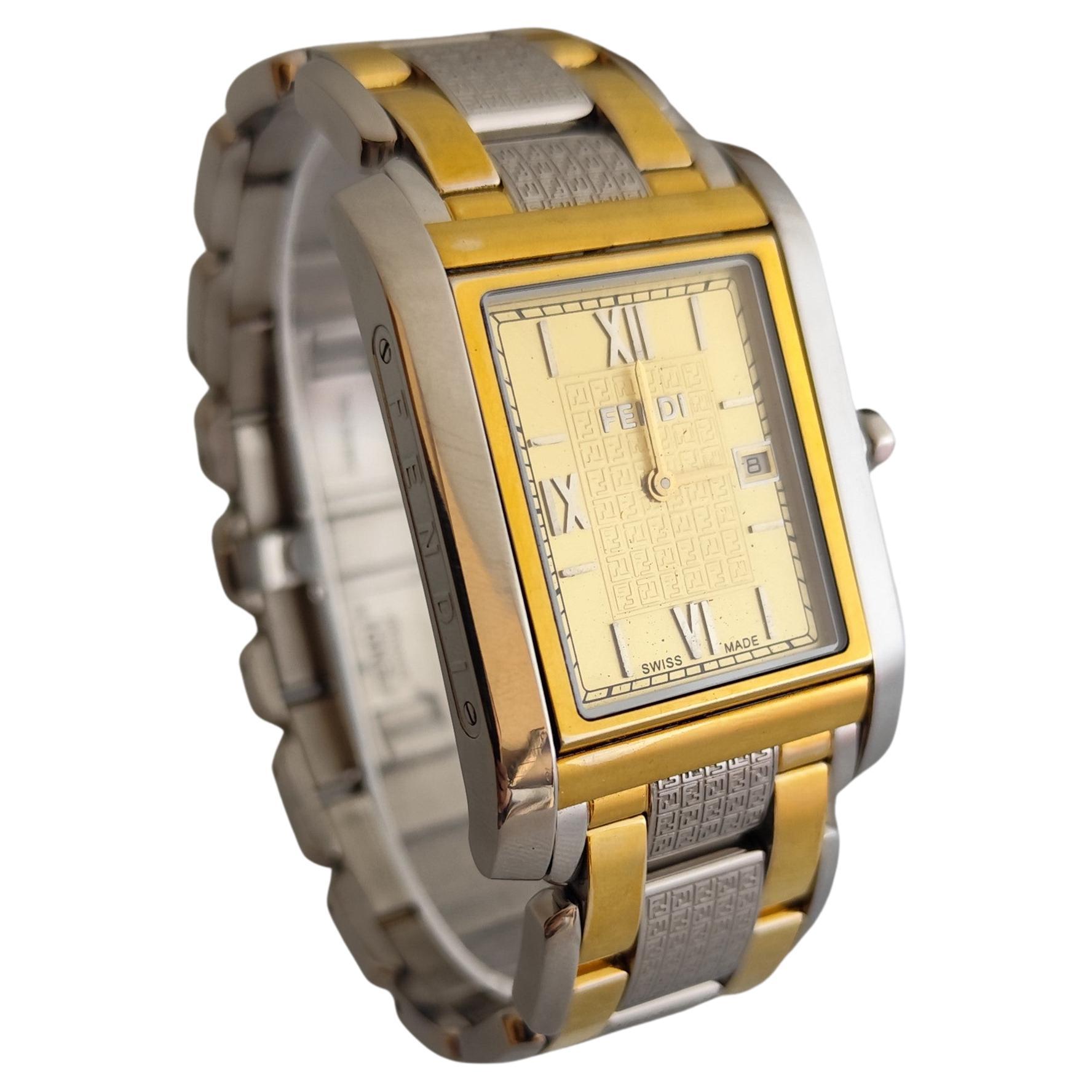 Fendi Orologi Reversible Rare "Computer" 7600G Jubilee Dial Two Tone Flip Face