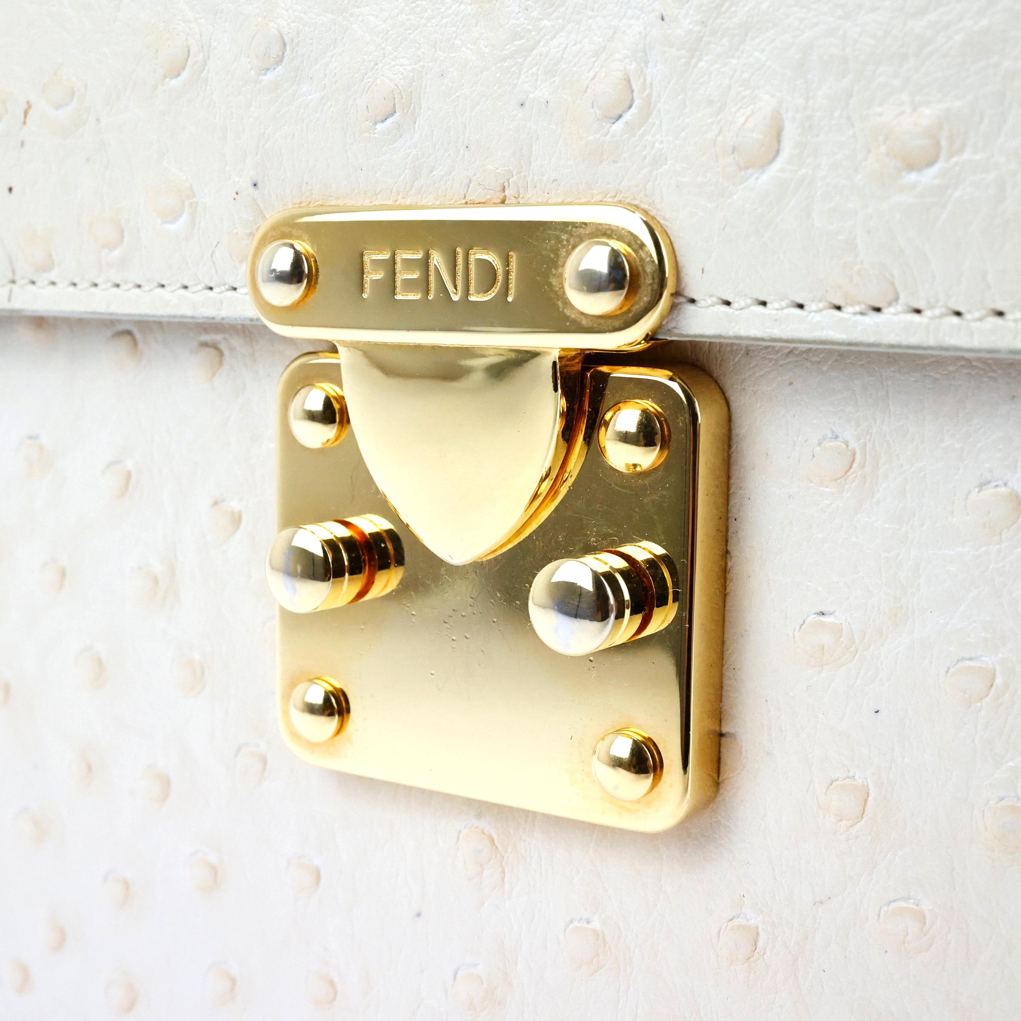 Fendi Ostrich Handbag In Good Condition For Sale In Bressanone, IT
