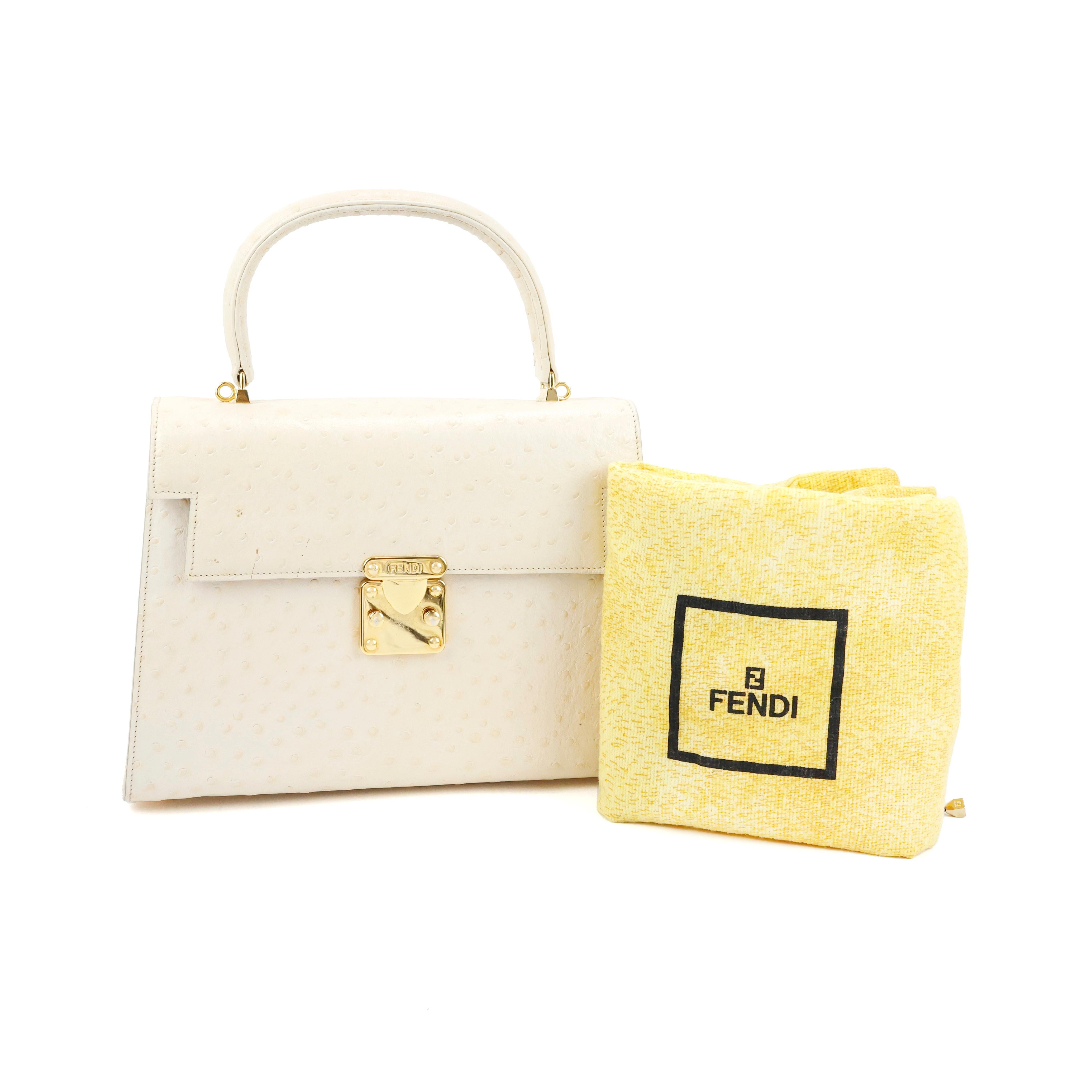 Fendi Ostrich Handbag For Sale 2