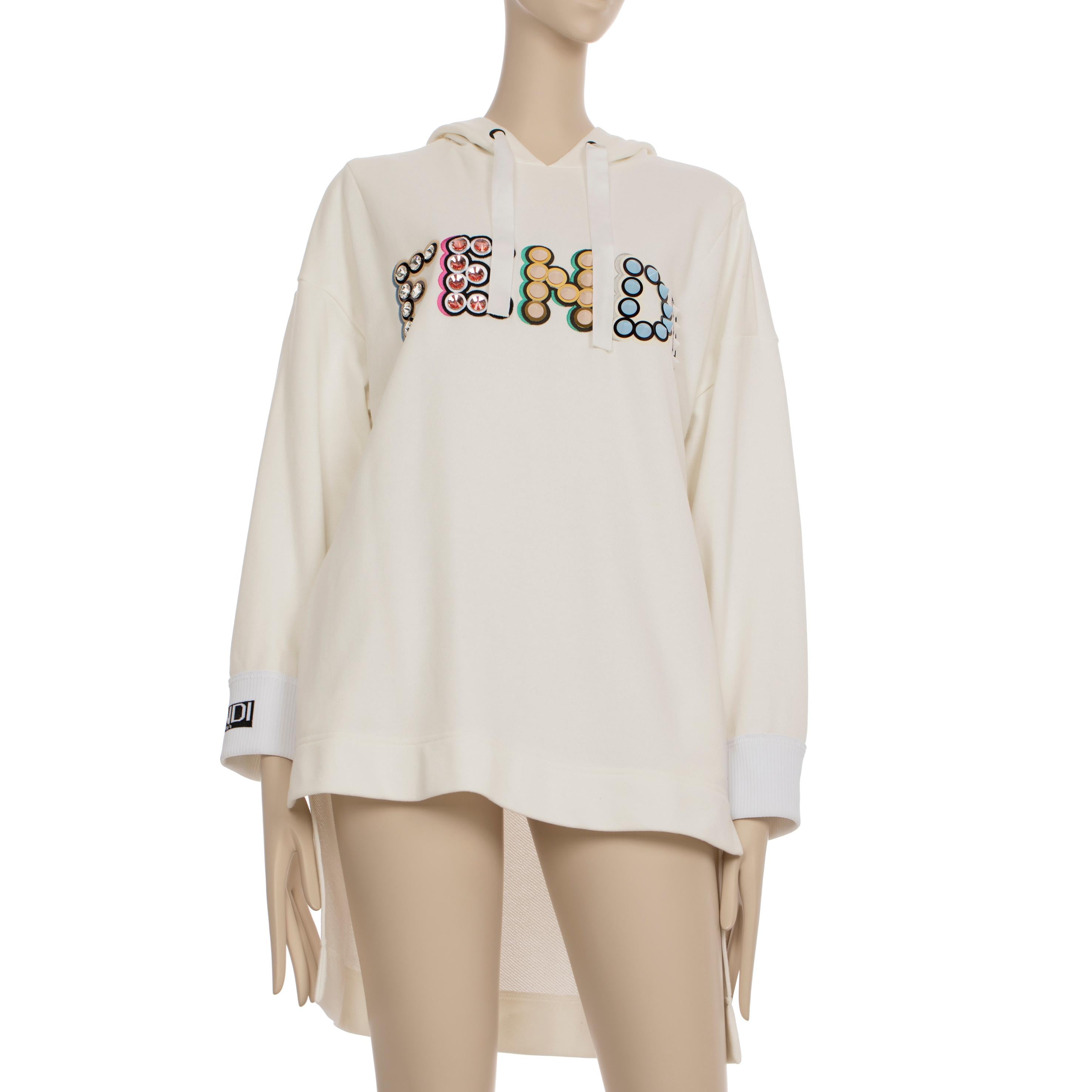 Fendi Oversized Hooded Sweater With Logo Details 38 IT For Sale 7