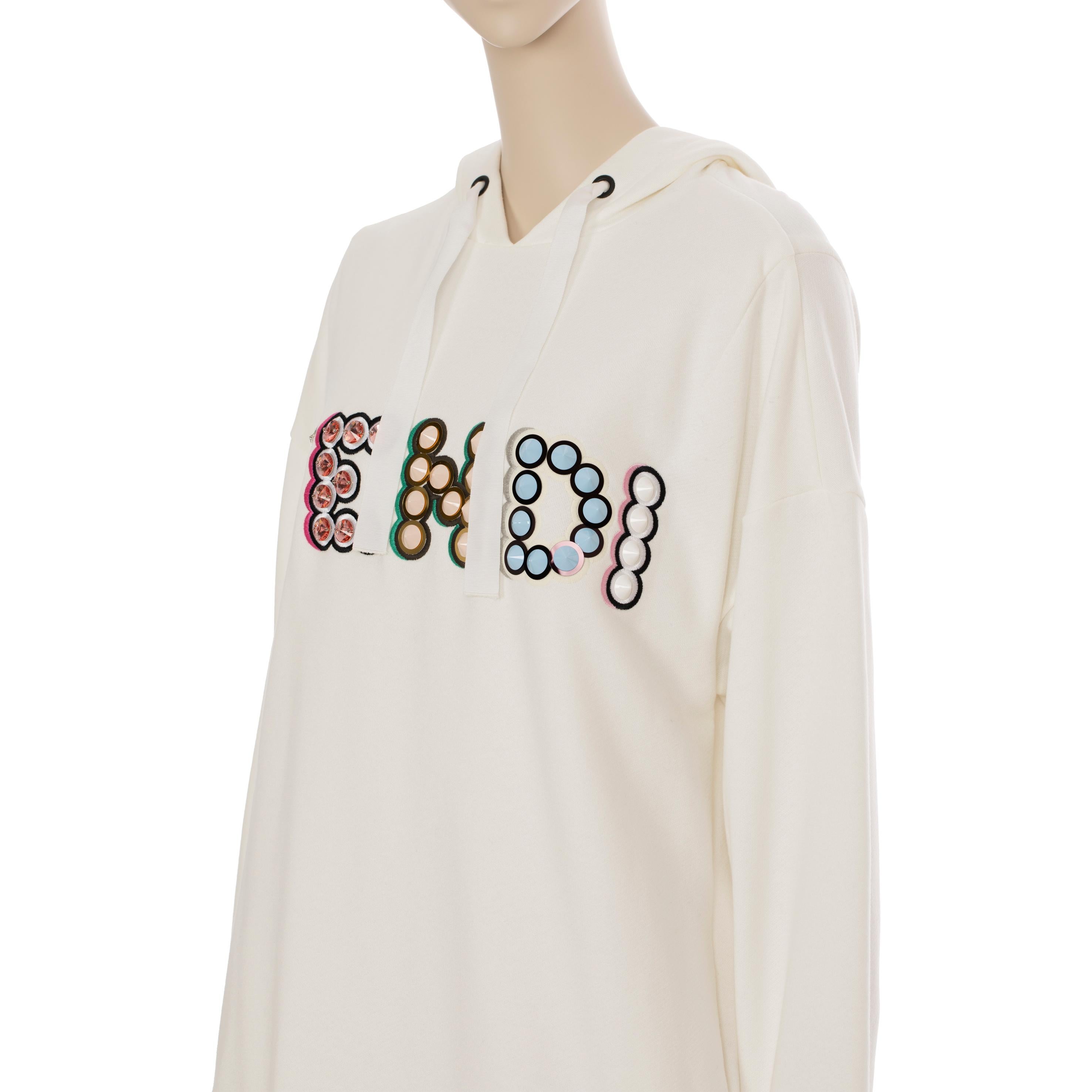 Fendi Oversized Hooded Sweater With Logo Details 38 IT For Sale 9