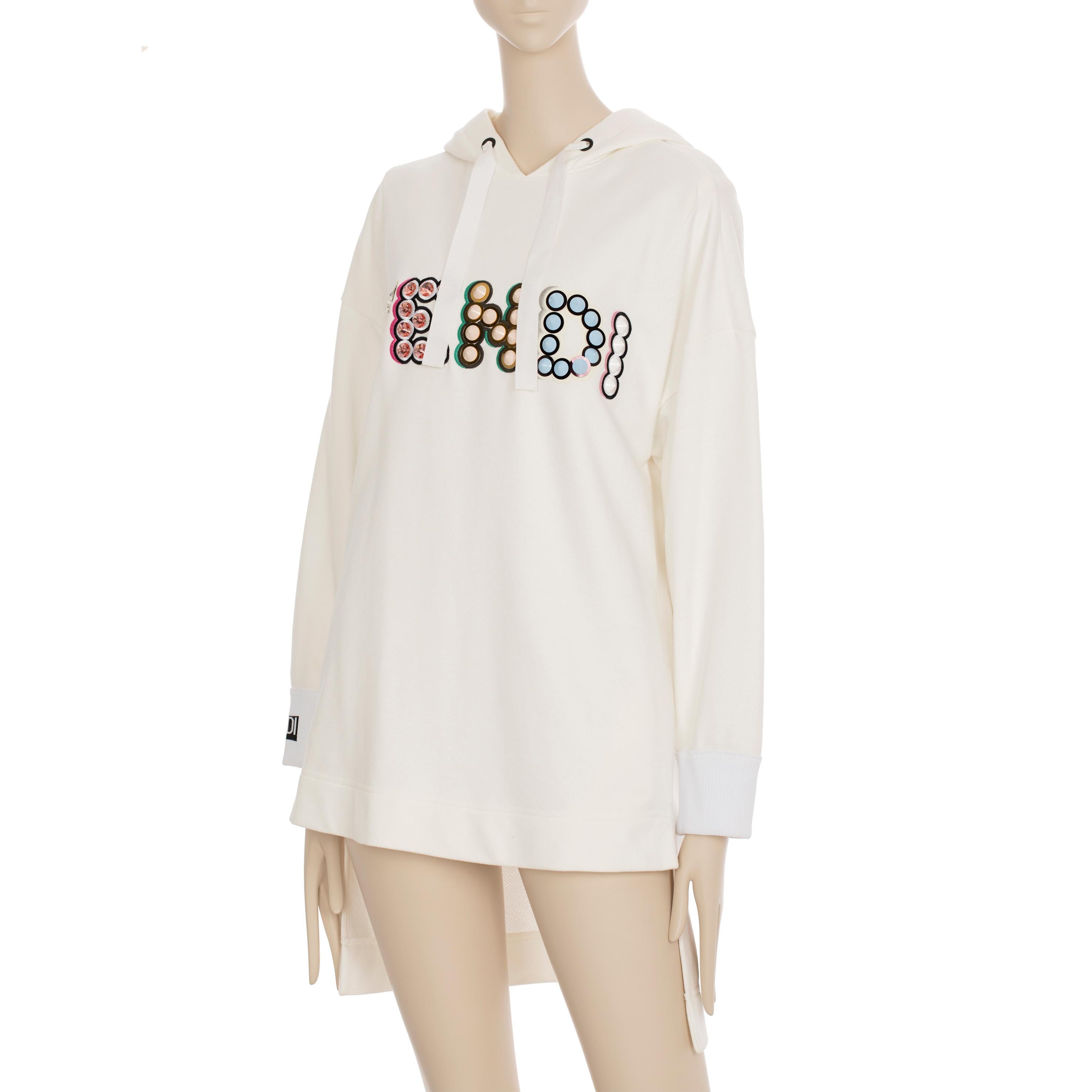 Fendi Oversized Hooded Sweater With Logo Details 38 IT In Excellent Condition For Sale In DOUBLE BAY, NSW