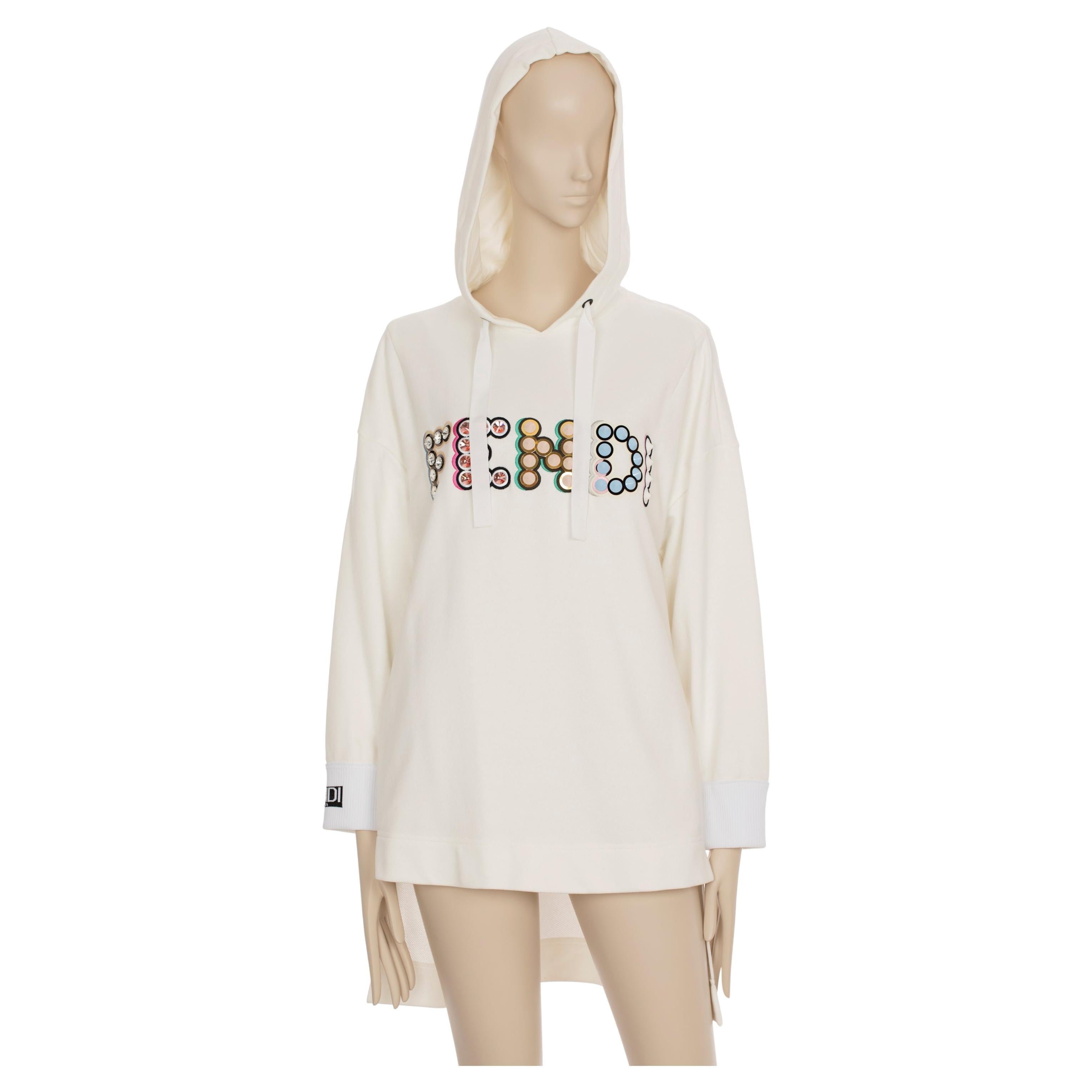 Fendi Oversized Hooded Sweater With Logo Details 38 IT For Sale
