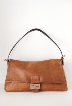 Fendi Oversized JUMBO Vintage Baguette Tasche aus gealtertem Leder