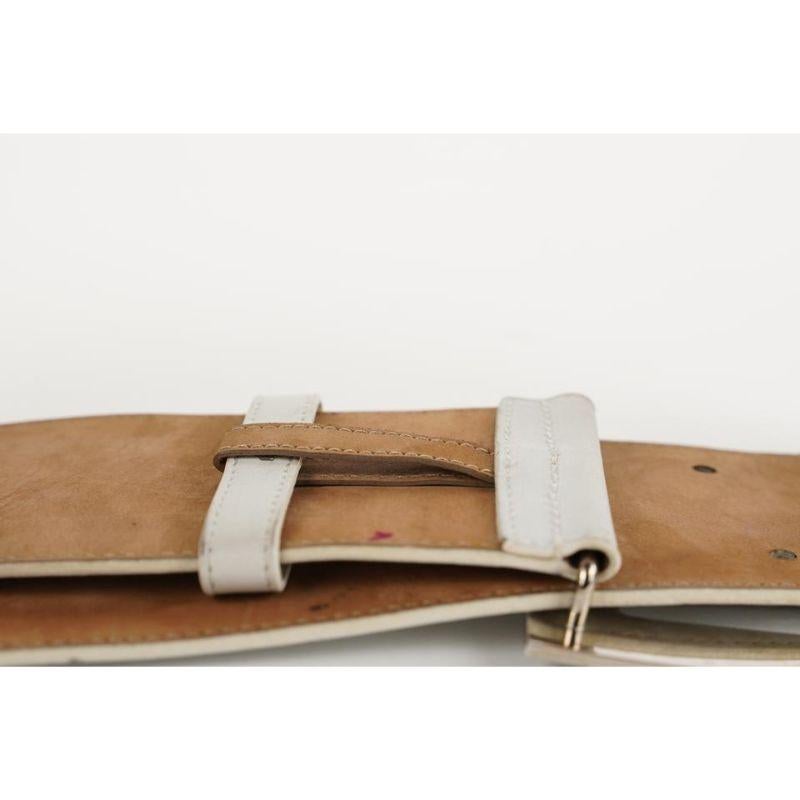 Fendi Oversized White FF Logo Leather Waist Belt 331ff223  In Fair Condition For Sale In Dix hills, NY