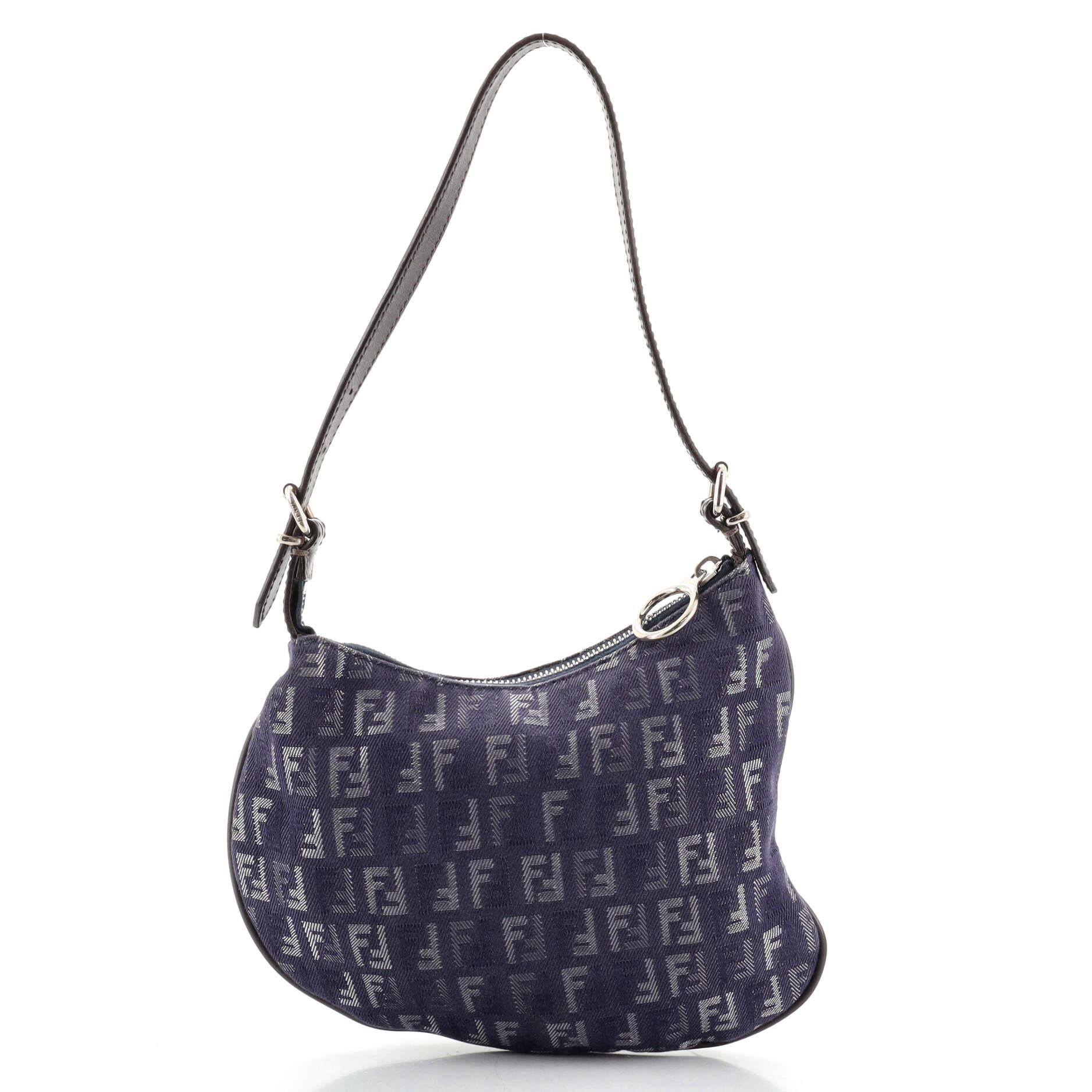 Black Fendi Oyster Bag Zucchino Canvas Small