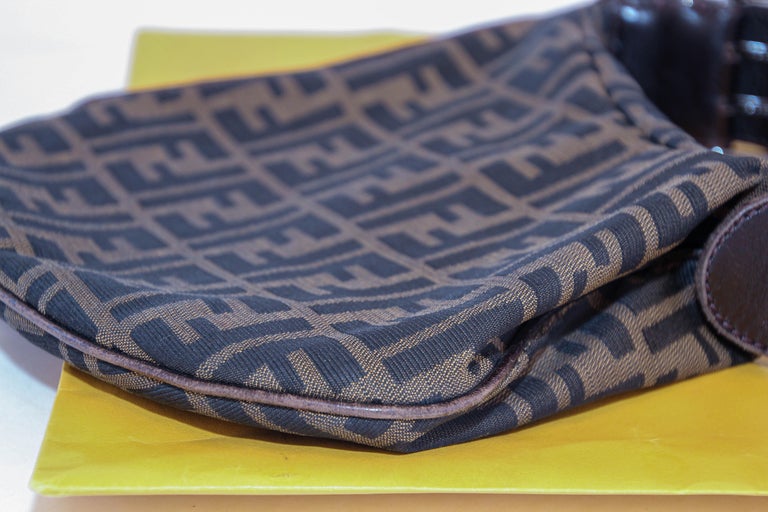 Fendi Black, Pattern Print Vintage Selleria Small Oyster Shoulder Bag