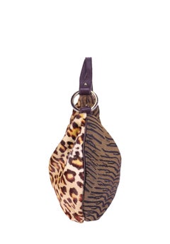 Fendi Oyster Hobo Pony Hair Leopard Print Umhängetasche
