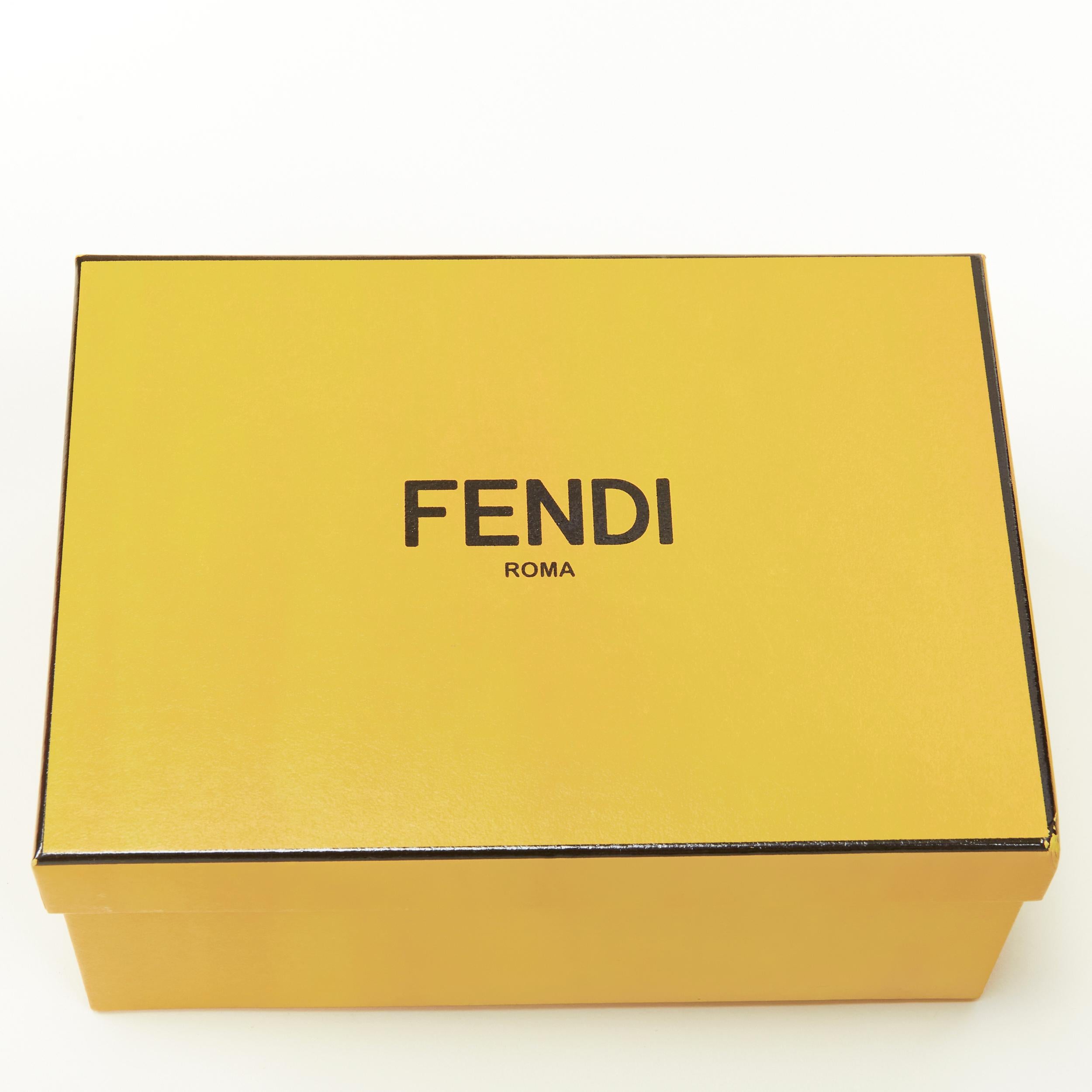 Women's FENDI Pack full leather yellow black logo packaging box  bag char keyring