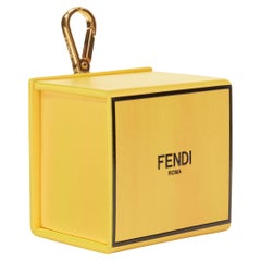 FENDI Pack full leather yellow black logo packaging box  bag char keyring