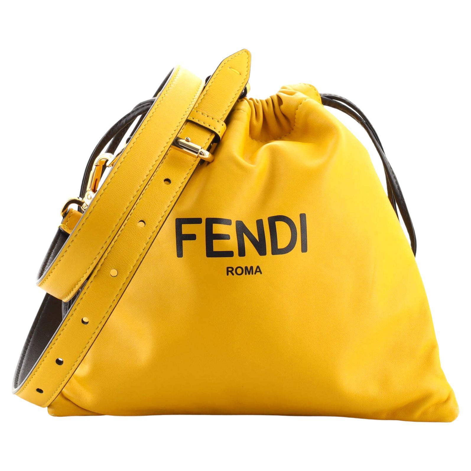 Fendi Yellow Leather Micro Peekaboo Crossbody Bag at 1stDibs