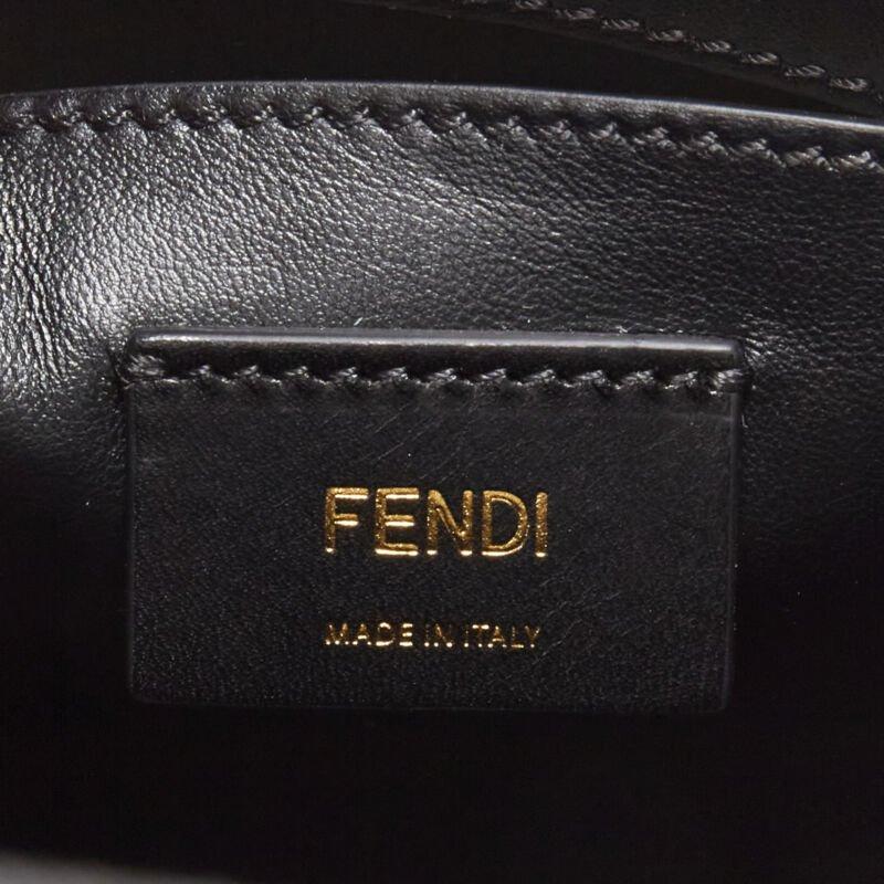 FENDI Pack Small Shopping yellow leather logo print crossbody tote bag For Sale 5