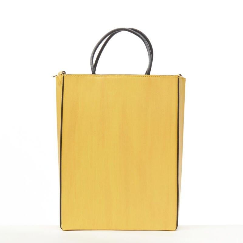 Women's FENDI Pack Small Shopping yellow leather logo print crossbody tote bag For Sale
