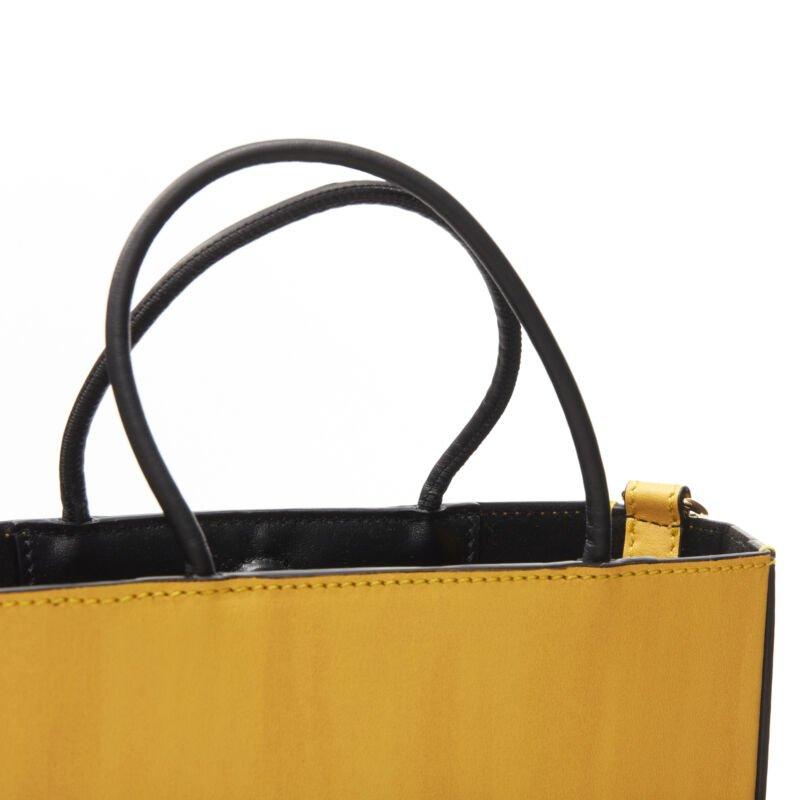 FENDI Pack Small Shopping yellow leather logo print crossbody tote bag For Sale 3