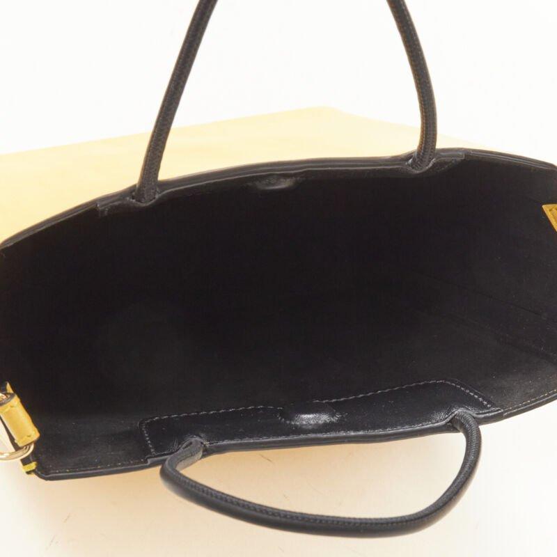 FENDI Pack Small Shopping yellow leather logo print crossbody tote bag For Sale 4
