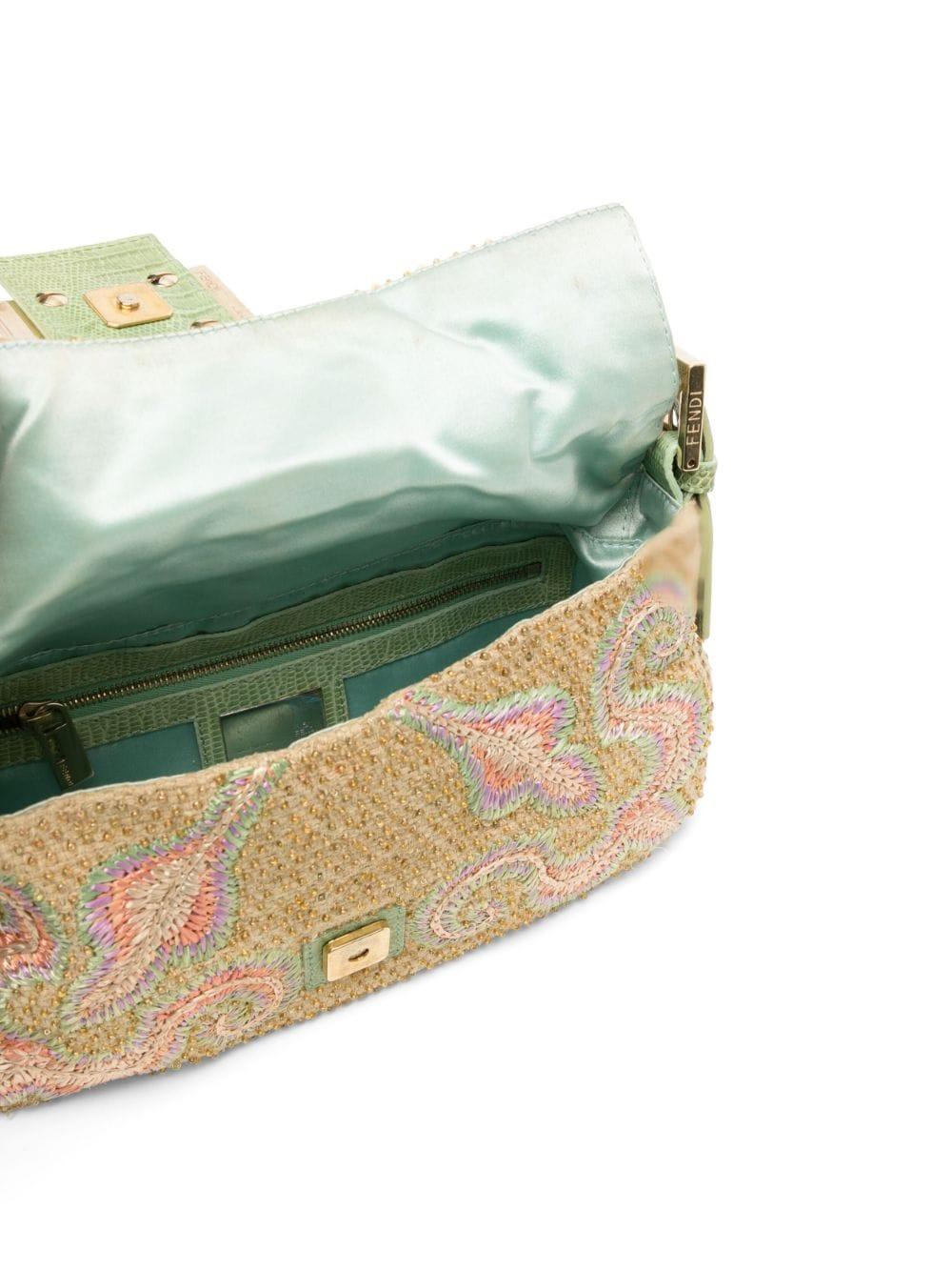 Women's or Men's Fendi Paisley Embroidered Beaded Baguette Bag