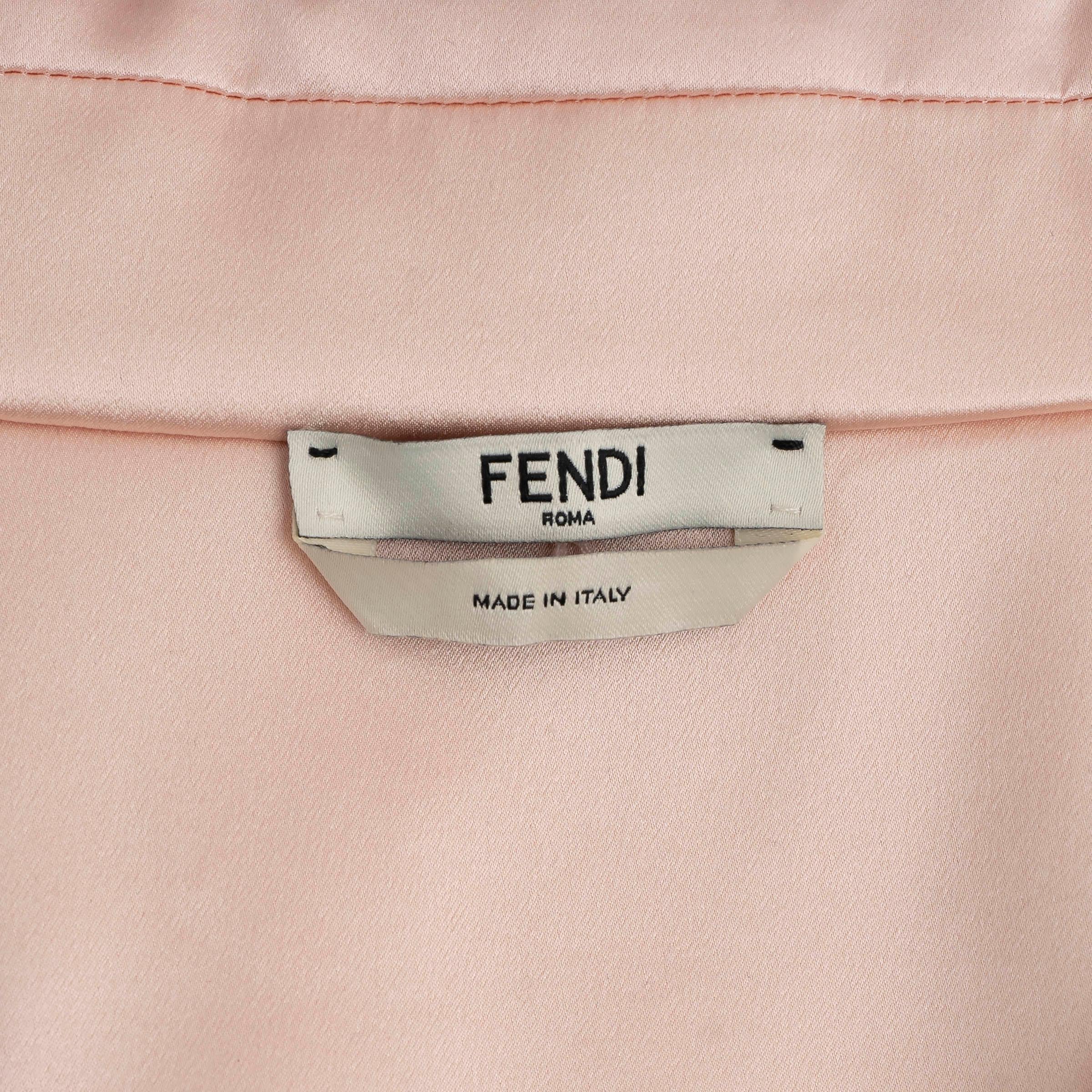 FENDI pale pink silk 2020 SATIN PUFF SLEEVE OVERSIZED Blouse Shirt 38 XS 1