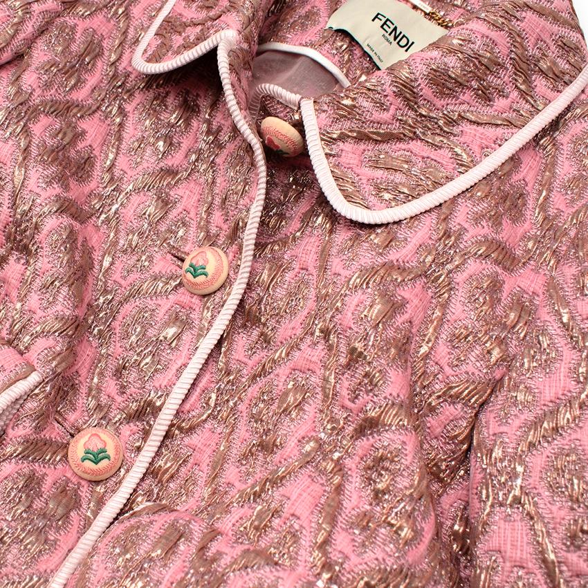Women's Fendi Pandora Pink & Gold Metallic Matelasse Brocade Jacket For Sale
