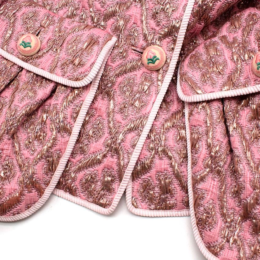 Fendi Pandora - Giacca in broccato matelassé rosa e oro metallizzato in vendita 2