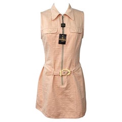 Vintage Fendi Pastel Peach Monogram Cotton Mini Dress