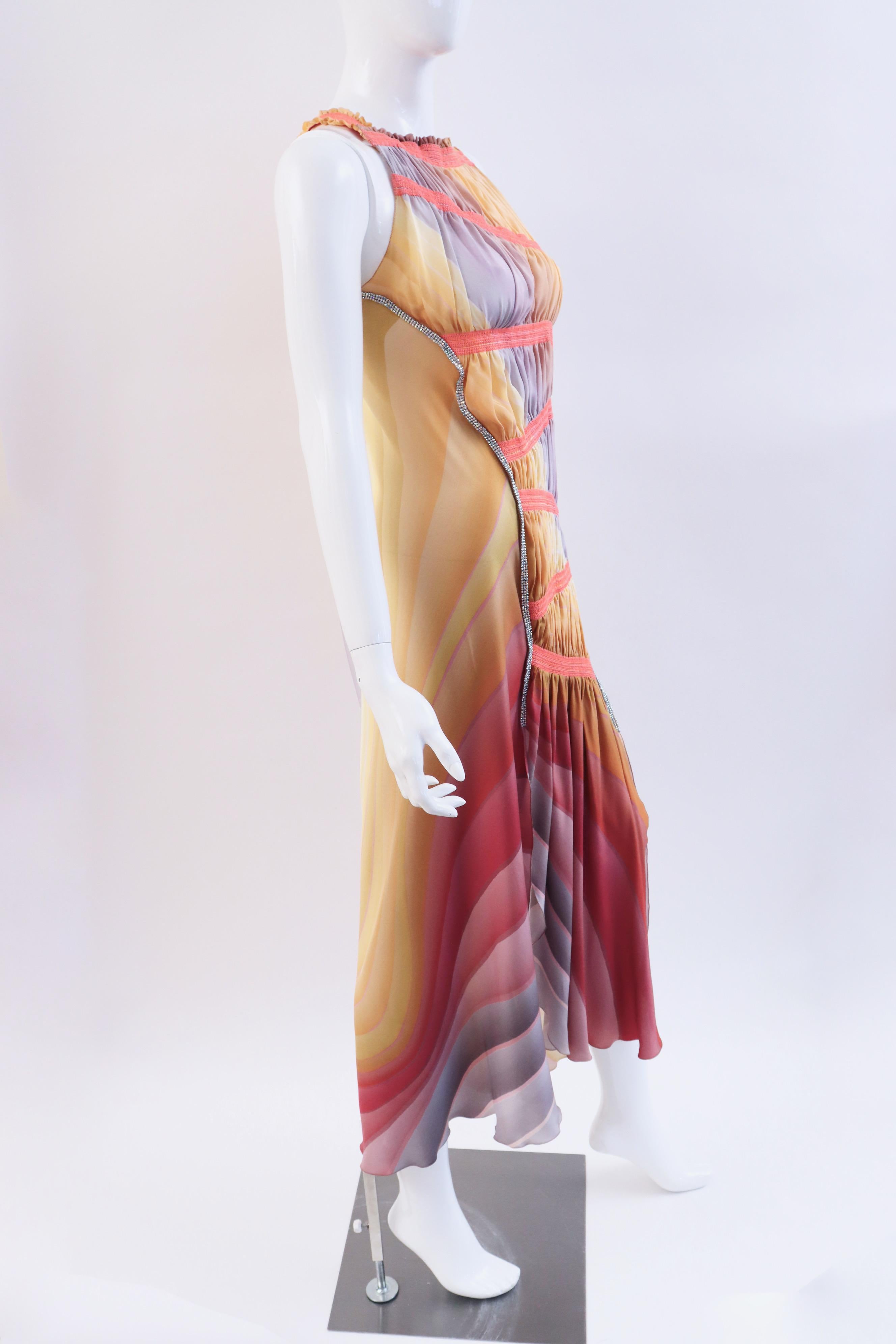 FENDI Pastel Rainbow Silk Dress With Rhinestones.  This dress is stunning.  It is perfect for summer. 

 

Designer: Fendi

Condition: Excellent

Size: 38, fits like a small

Length: 52.5 inches

Bust: 16 inches across

Waist: 18 inches across at