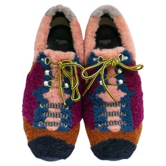 Used Fendi Patchwork Shearling Trainers Sneakers
