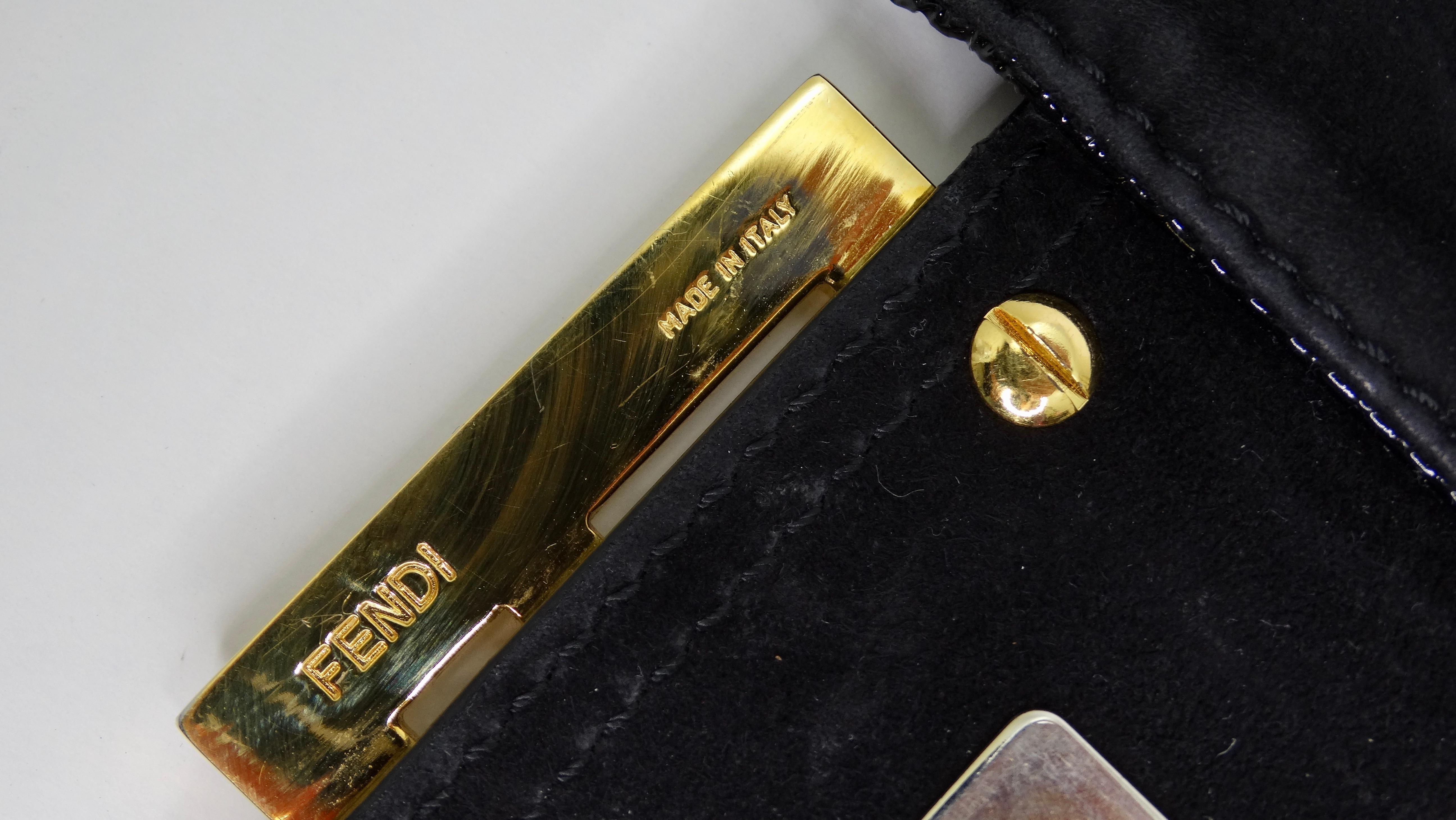 Black Fendi Patent Large Baguette Clutch