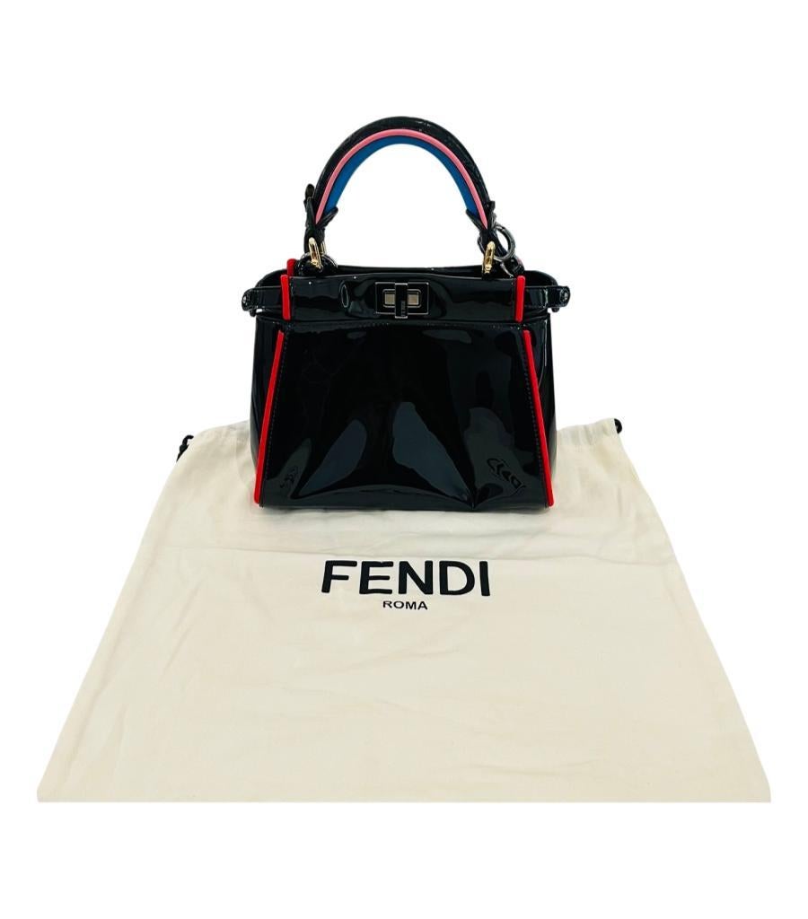Fendi Patent Leather Peekaboo Bag With 'FF' Defender Cover Bag For Sale 7