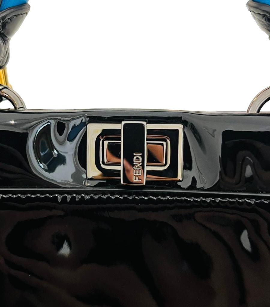 Fendi Patent Leather Peekaboo Bag With 'FF' Defender Cover Bag For Sale 10