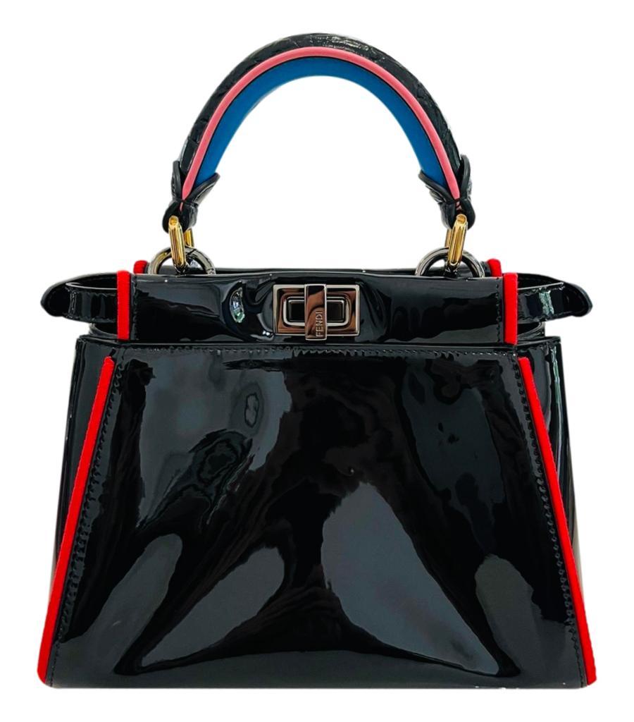 Fendi Patent Leather Peekaboo Bag With 'FF' Defender Cover Bag For Sale 2