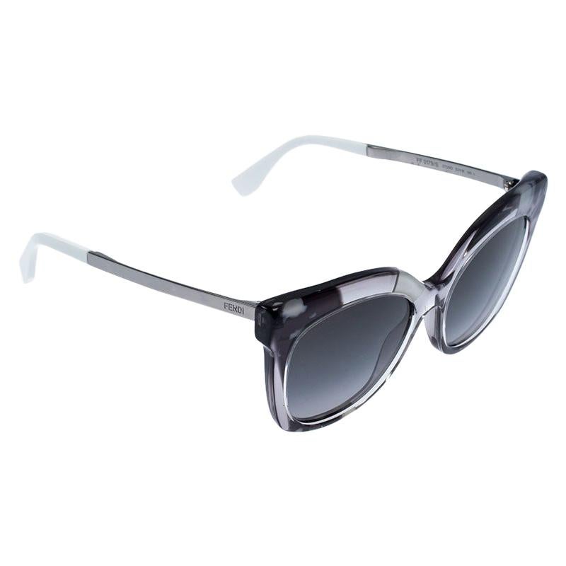 Fendi Patterned Grey/ Grey Gradient FF 0179/S Jungle Cat Eye Sunglasses