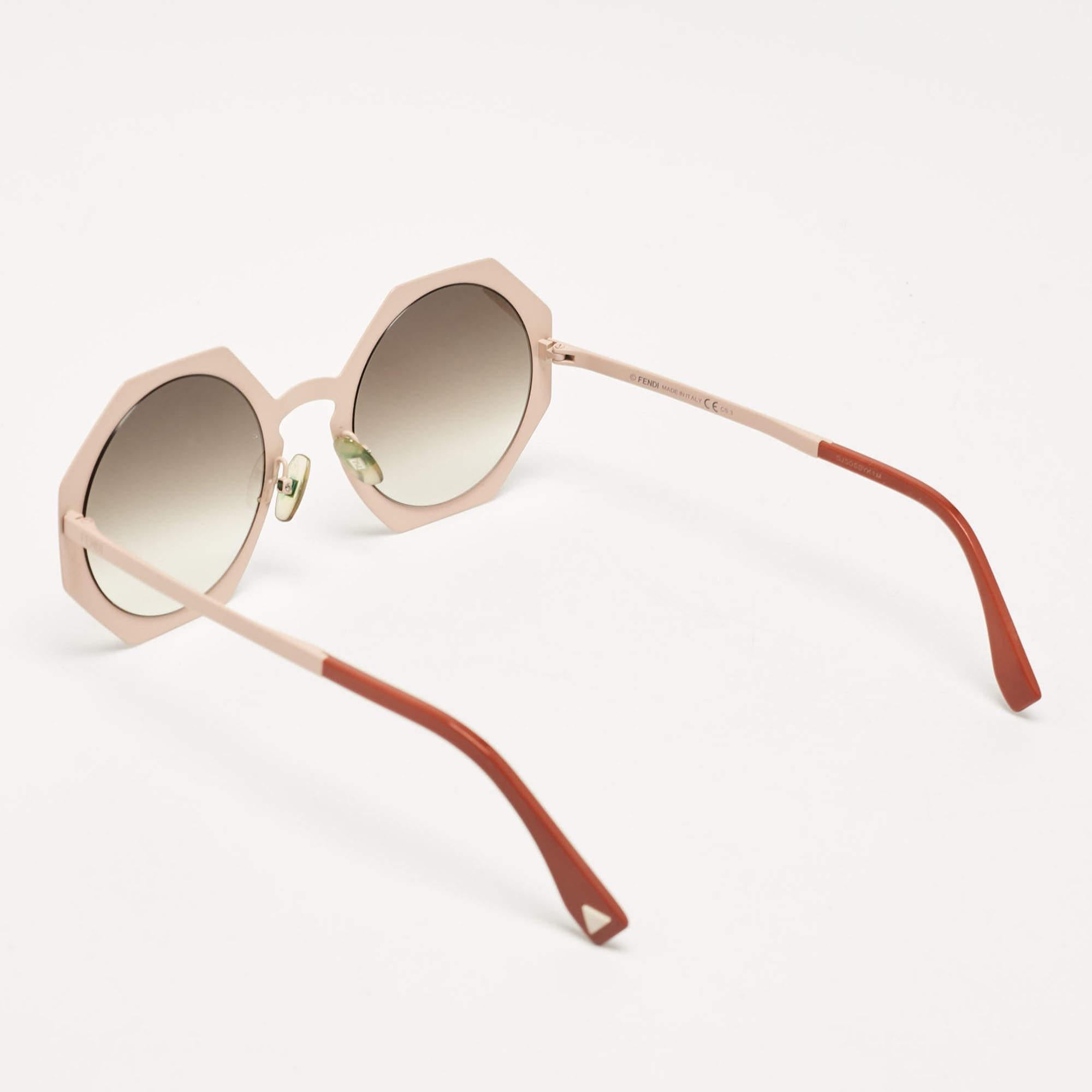 Beige Fendi Peach/Brown Gradient FF0152/S Geometric Sunglasses