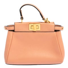 Fendi Peach Leather Micro Peekaboo Crossbody Bag