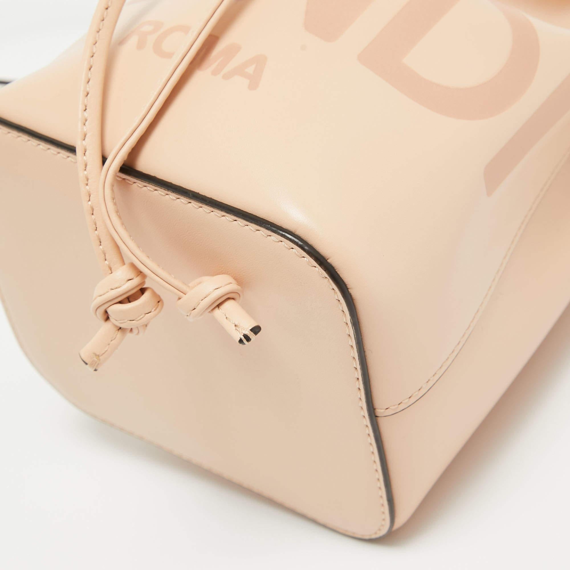 Fendi Peach Leather Mini Mon Tresor Drawstring Bucket Bag For Sale 3