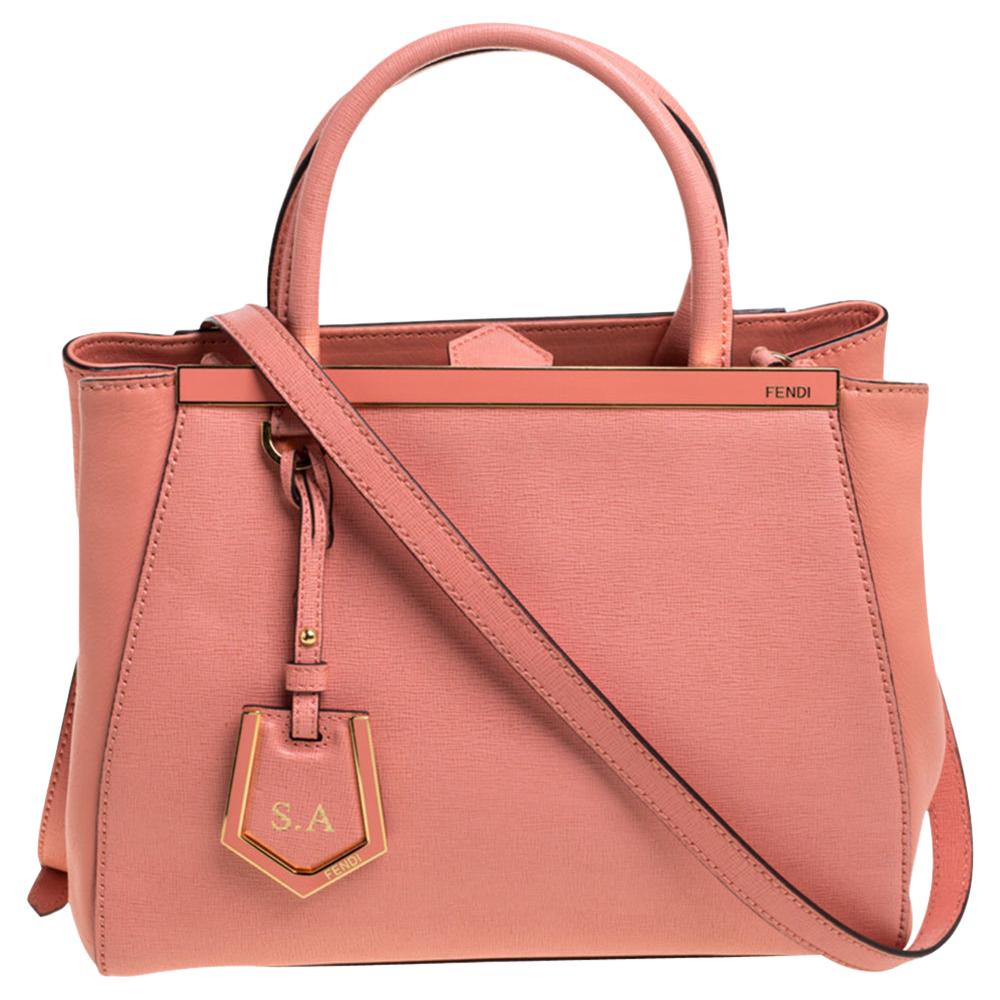 Fendi Peach Leather Small 2Jours Tote