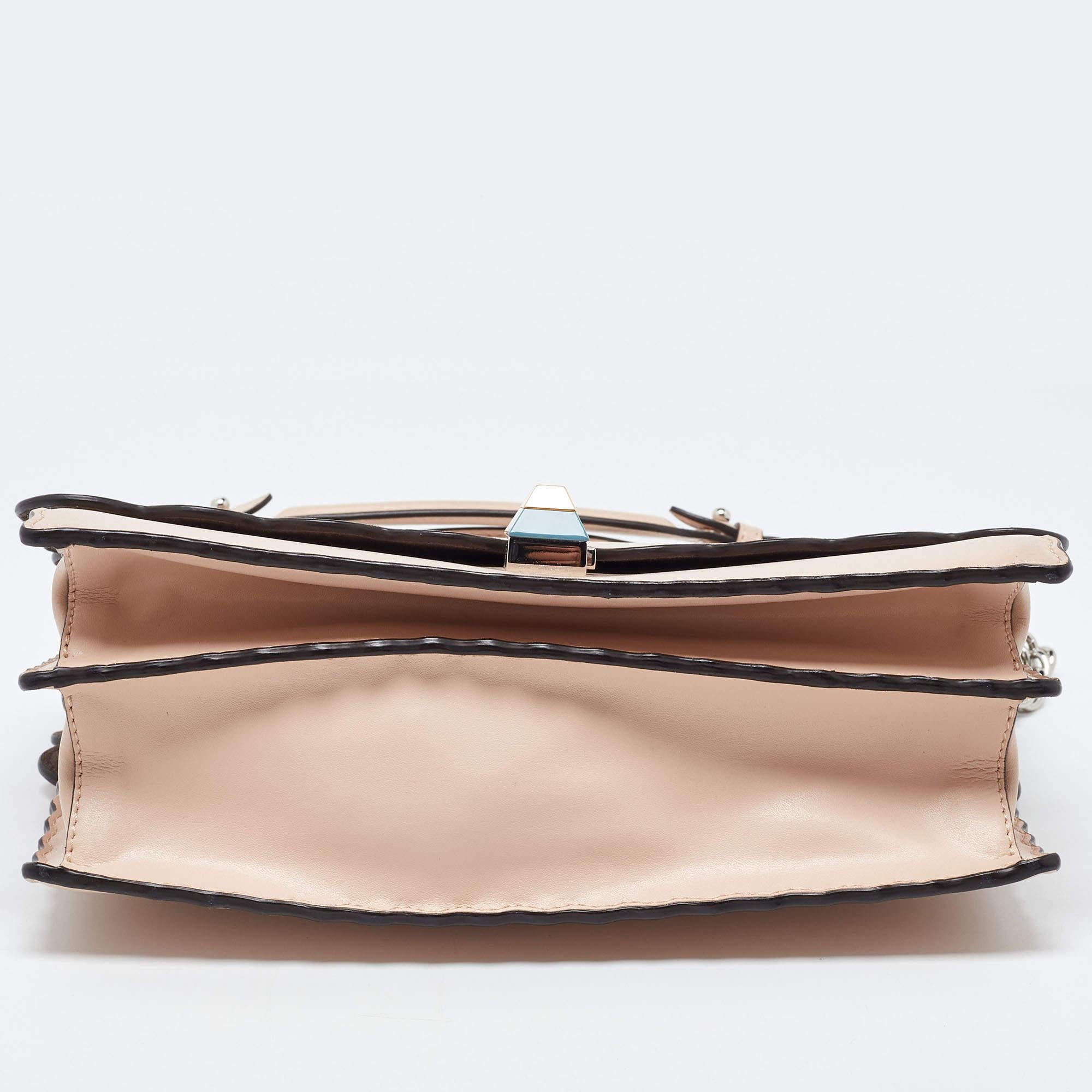 Fendi Peach Scalloped Leather Medium Kan I Shoulder Bag For Sale 1